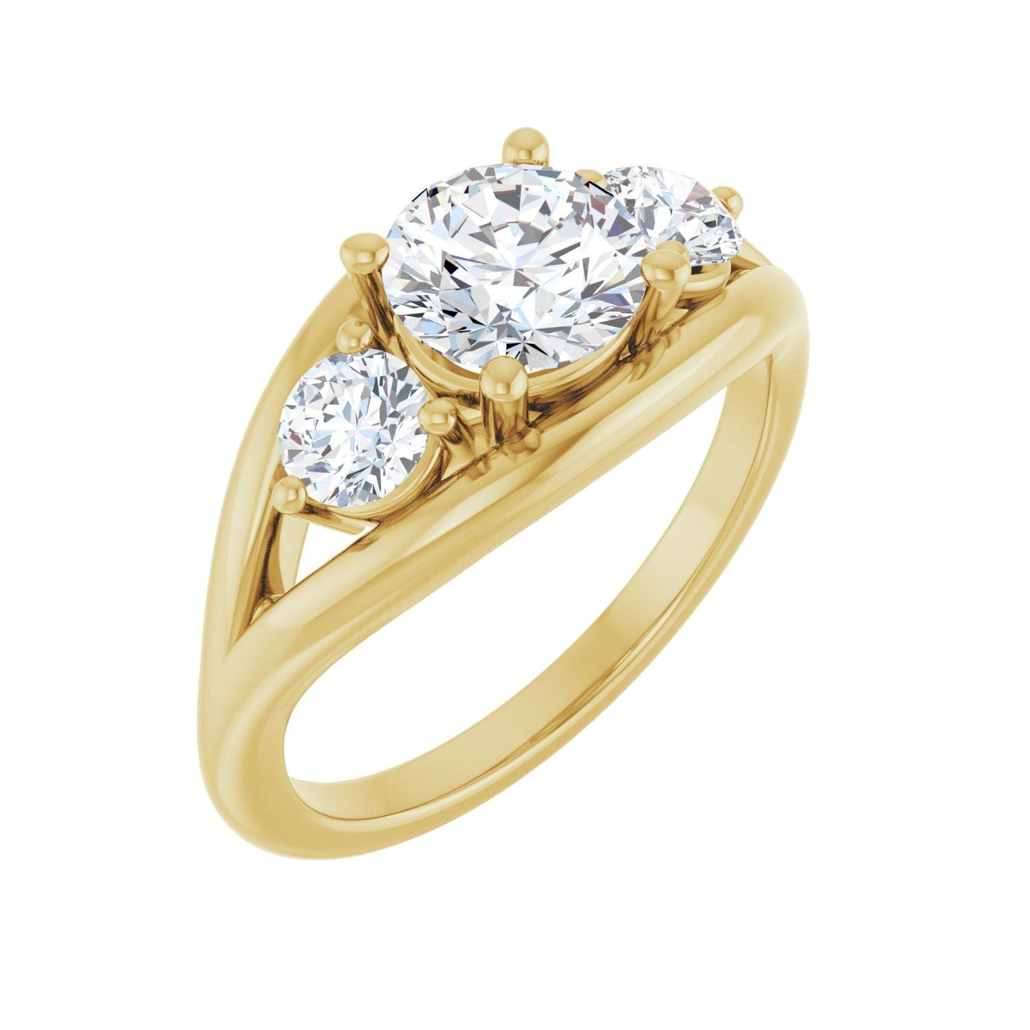 June — Round center, yellow gold