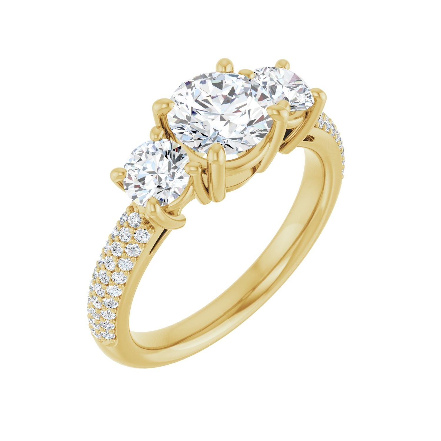 Leona — Round center, yellow gold