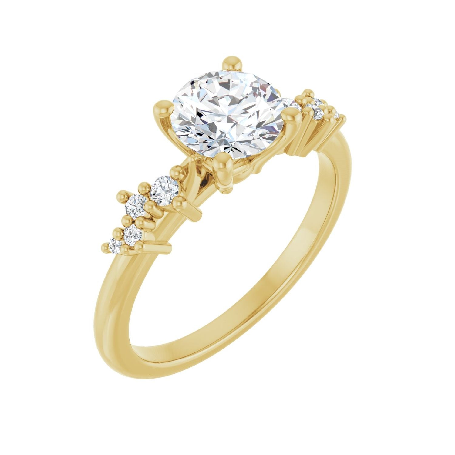 Amalie — Round center, yellow gold