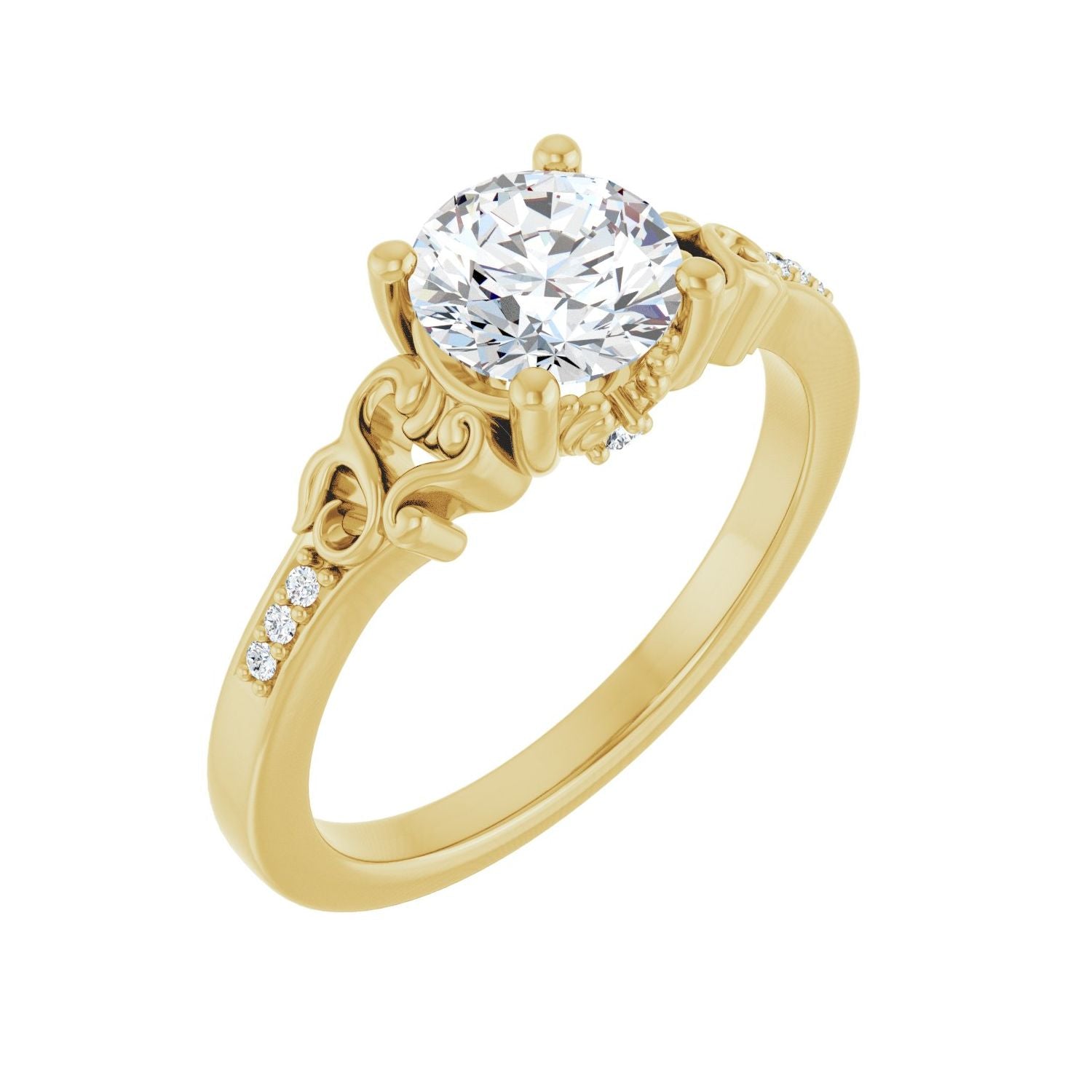 Ardelle — Round center, yellow gold