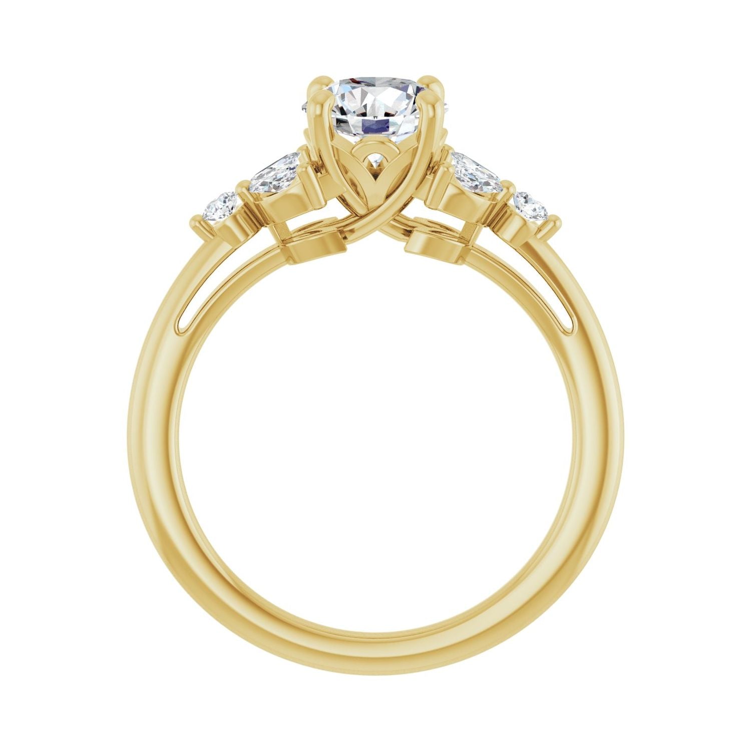 Avelina — Round center, yellow gold
