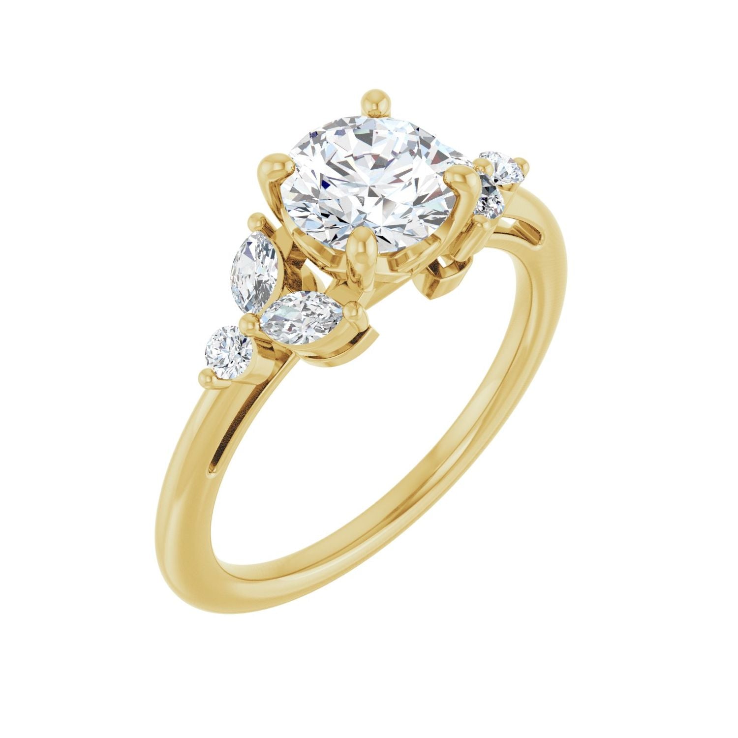 Avelina — Round center, yellow gold