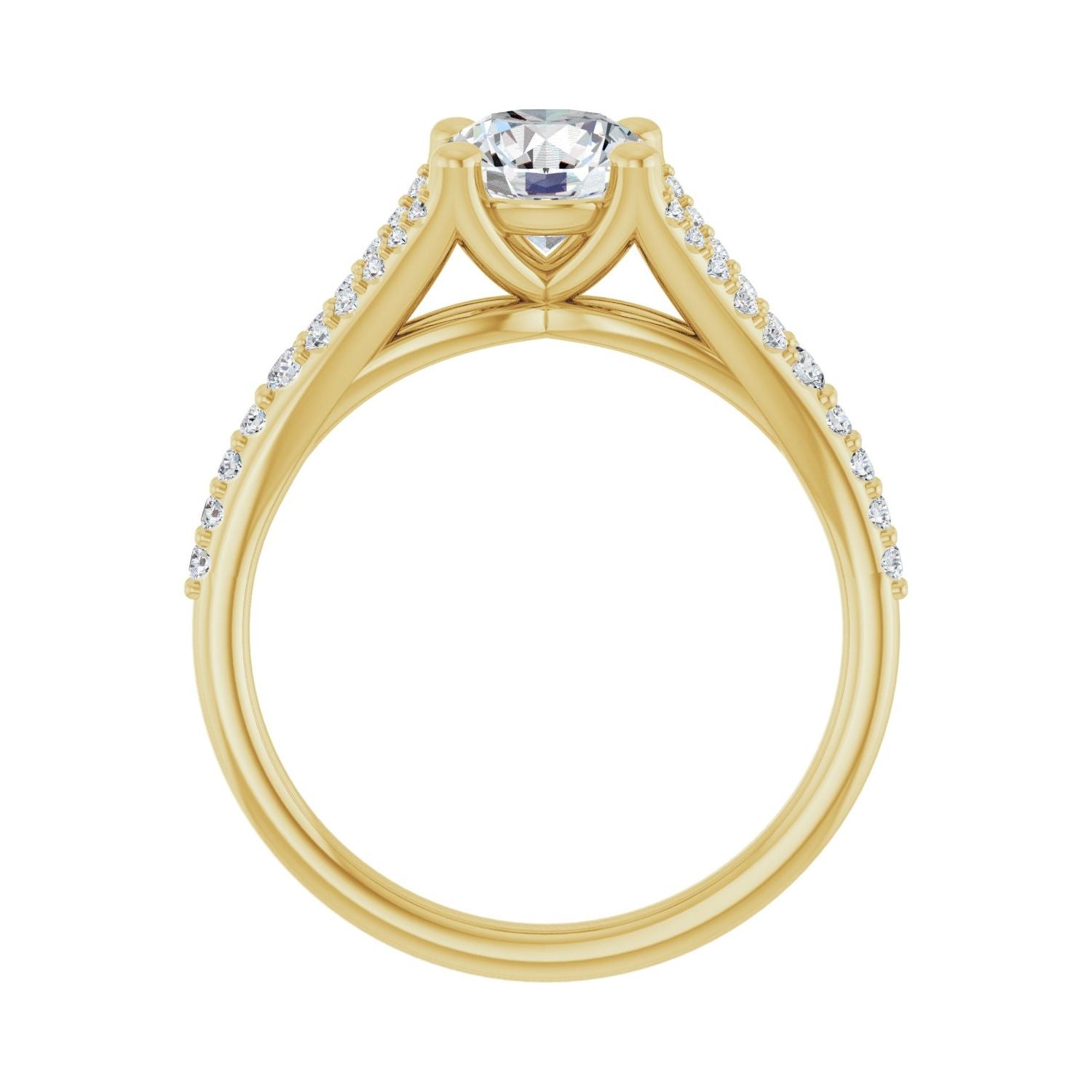 Fleurette — Round center, yellow gold