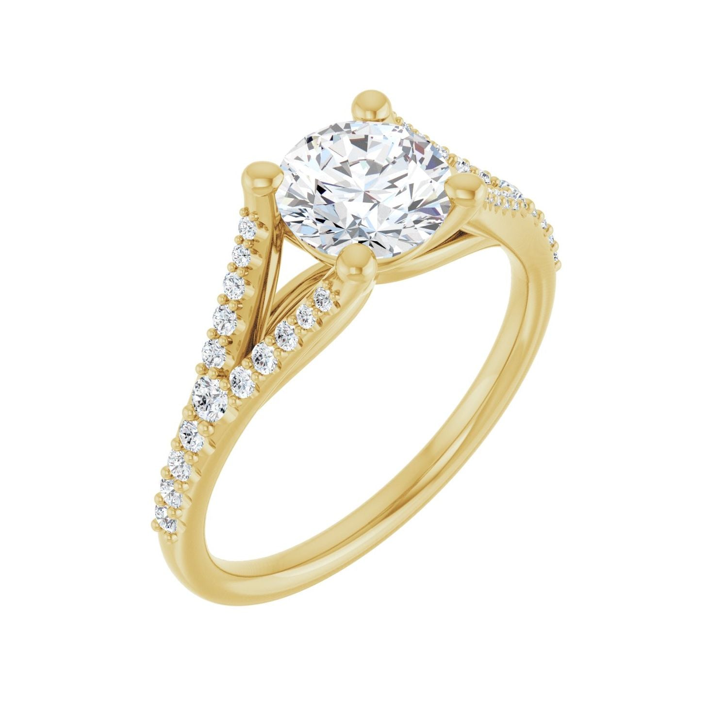 Fleurette — Round center, yellow gold