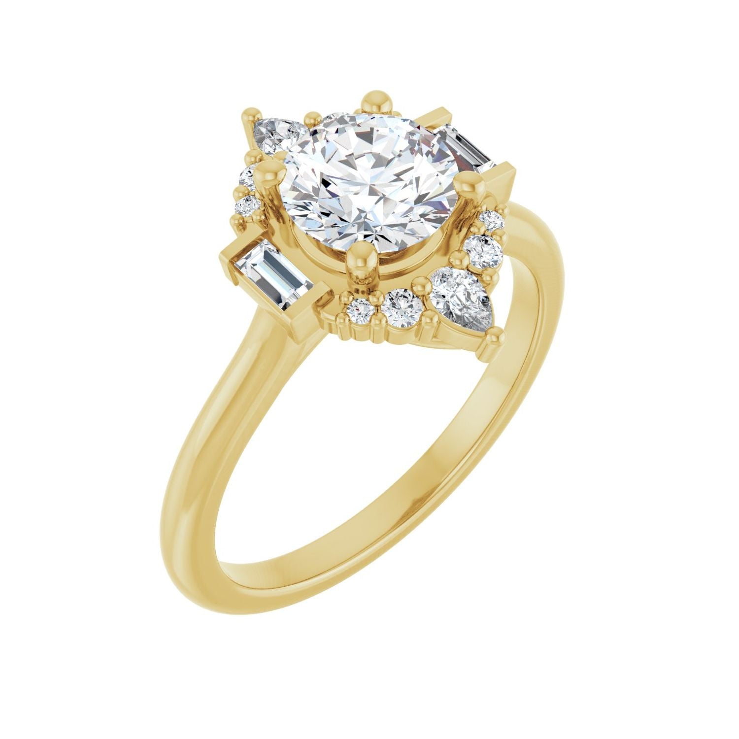 Ninon — Round center, yellow gold