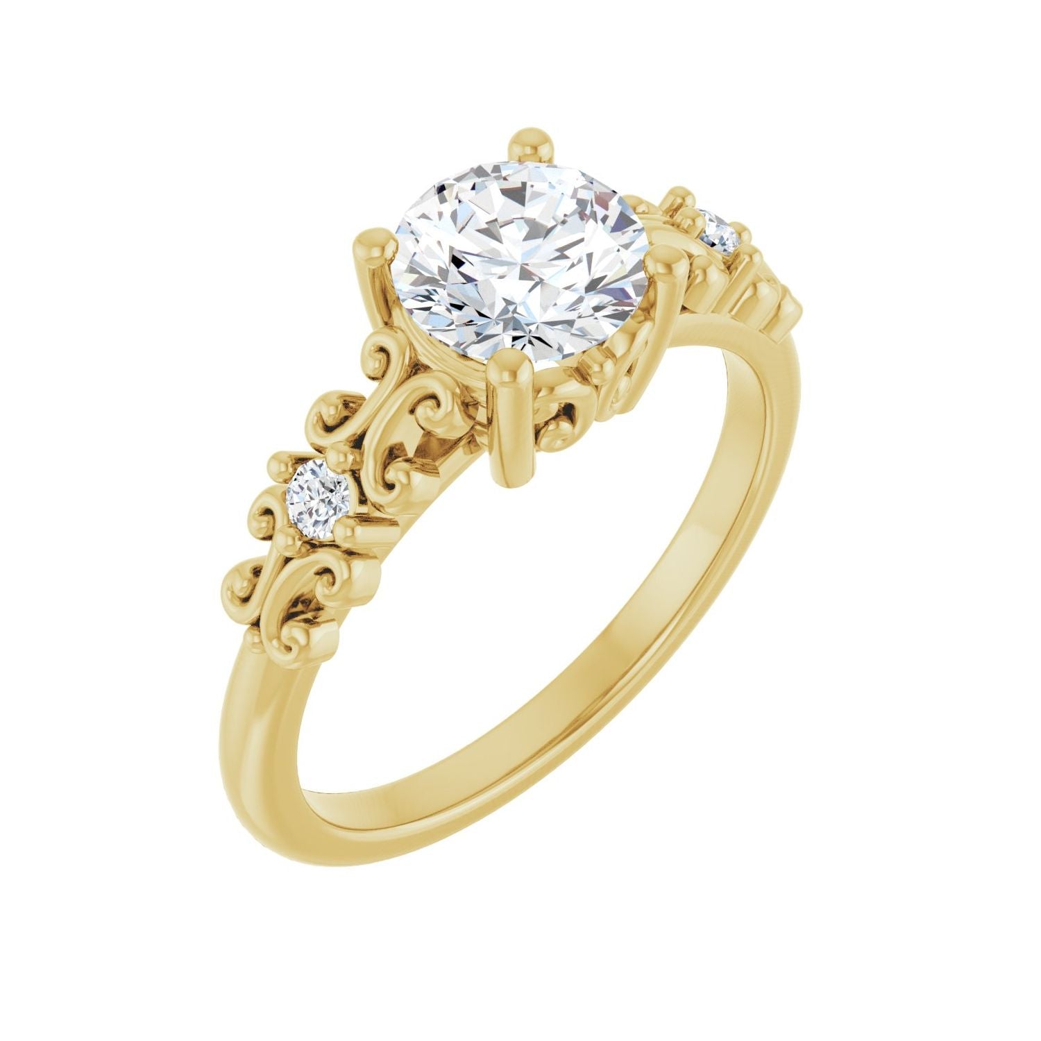 Odila — Round center, yellow gold