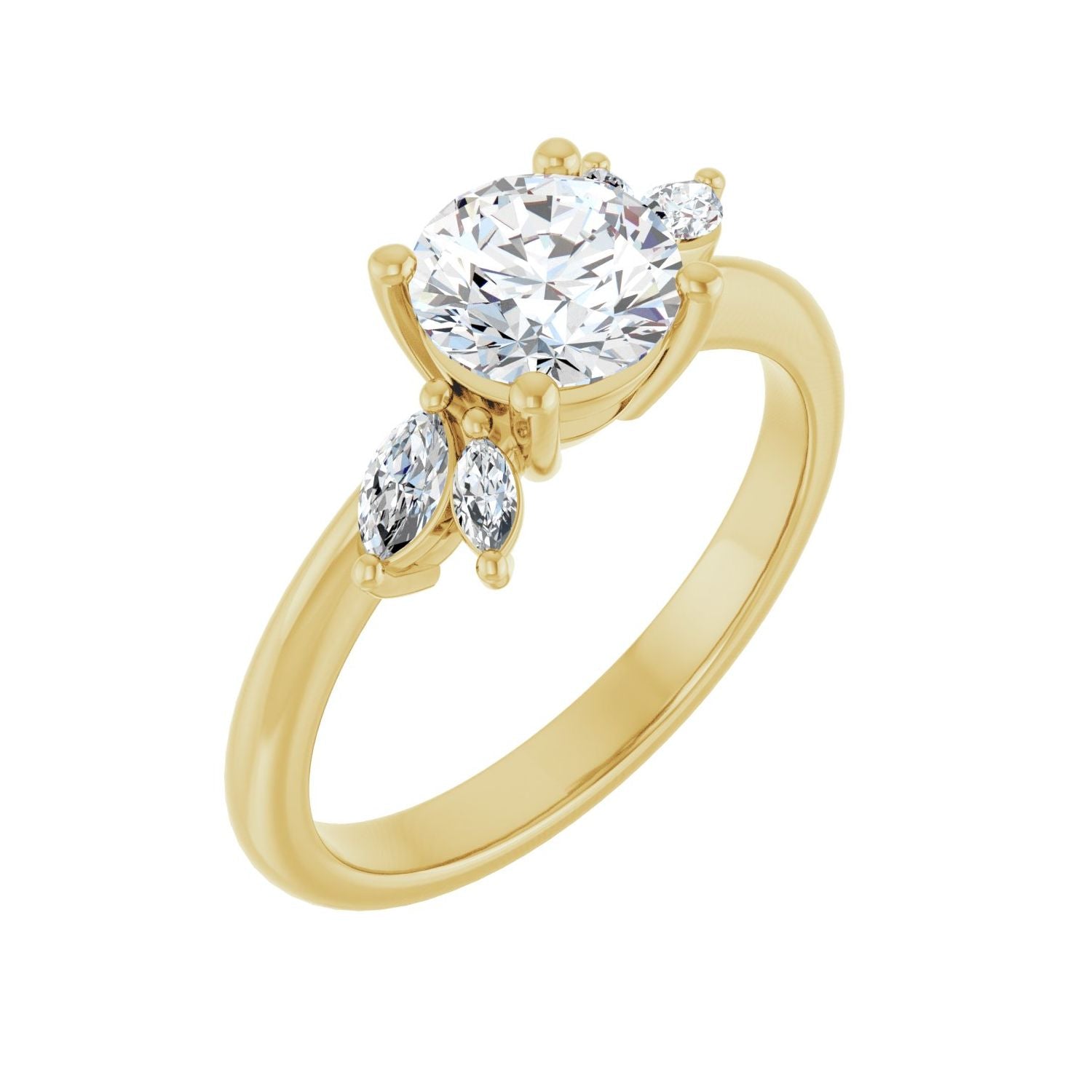 Oralie — Round center, yellow gold