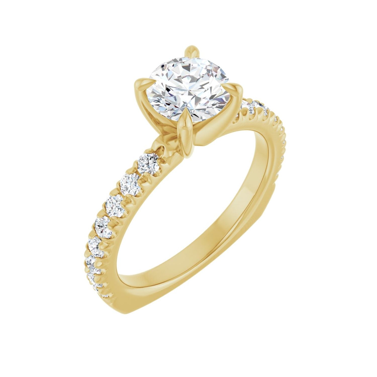 Roselle — Round center, yellow gold