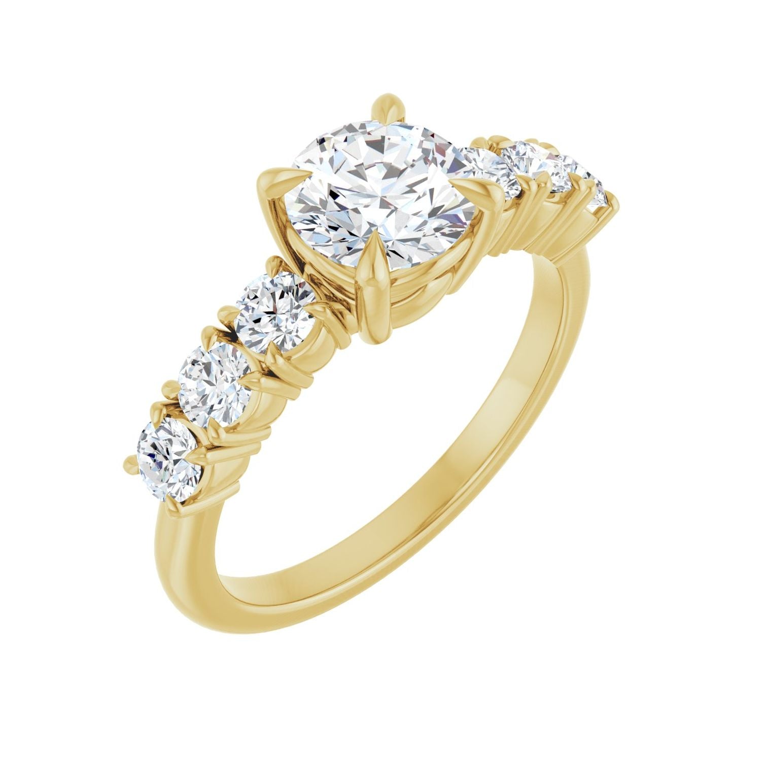 Rowena — Round center, yellow gold