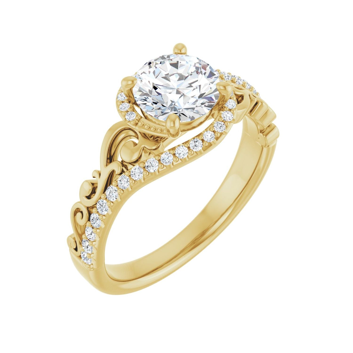 Solenne — Round center, yellow gold