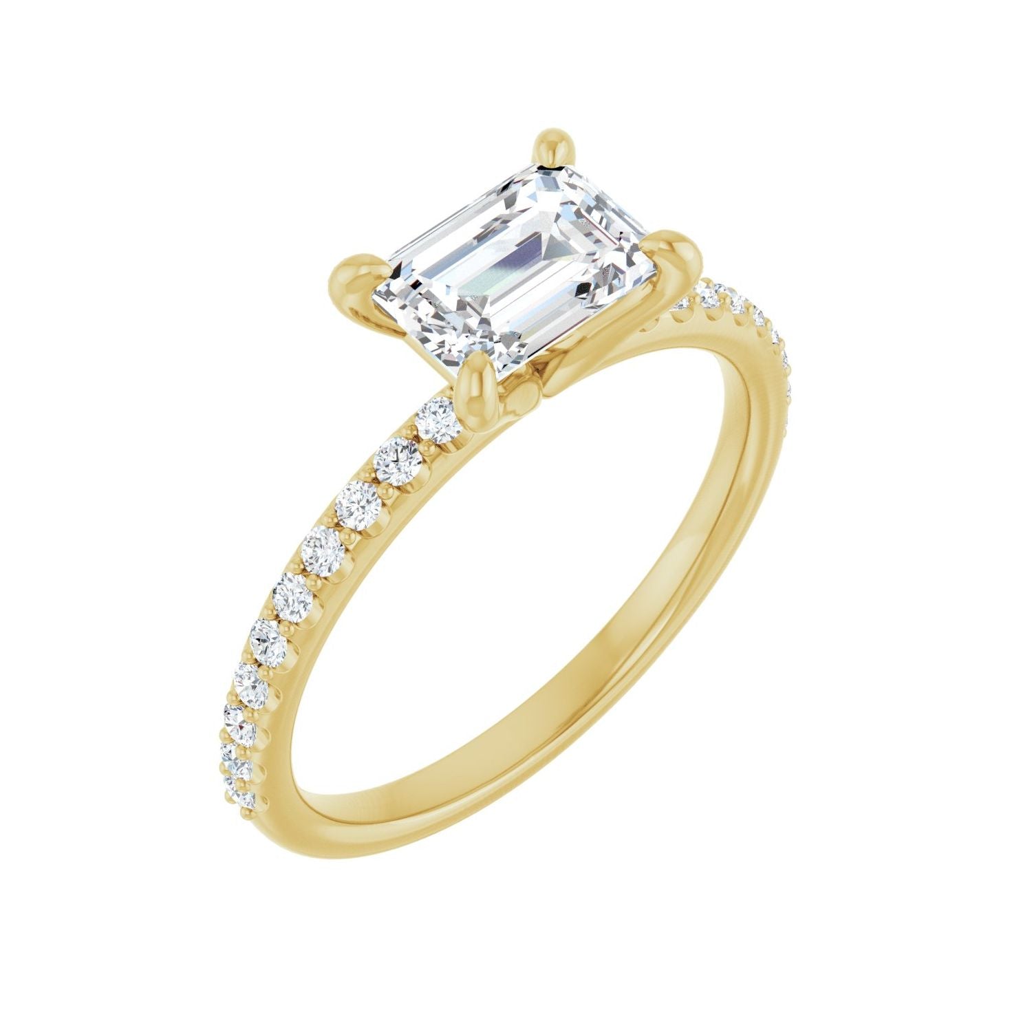 Victorine — Emerald center, yellow gold
