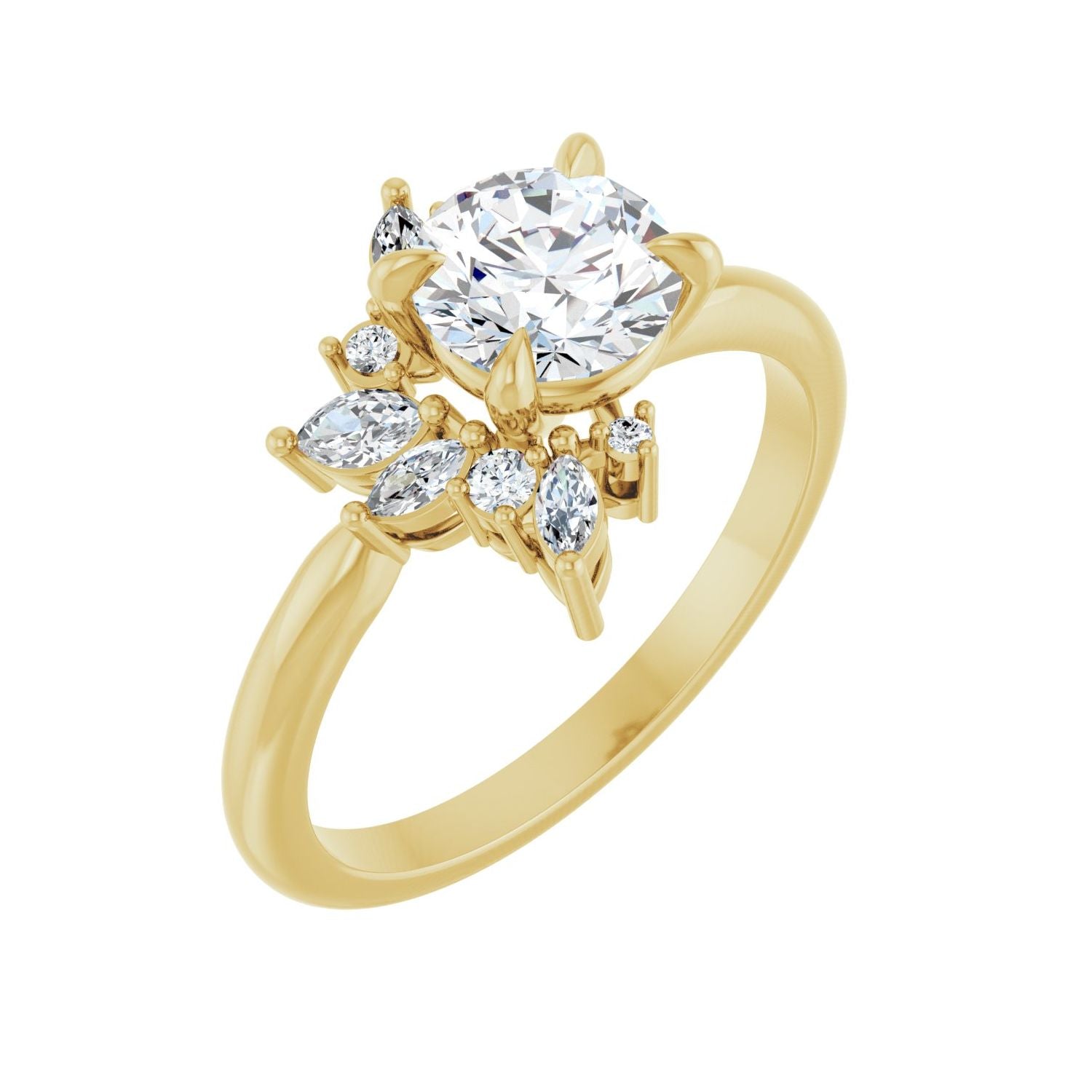 Branwen — Round center, yellow gold