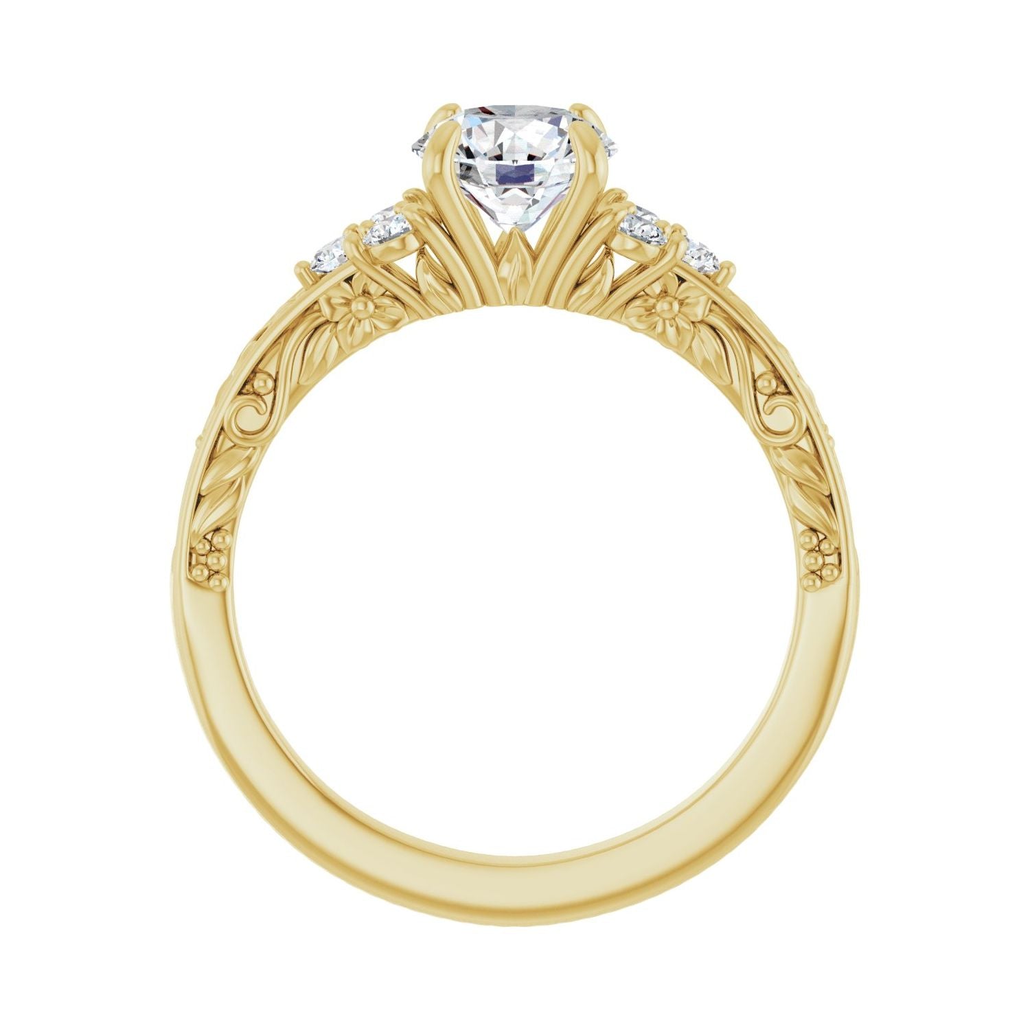 Mahina — Round center, yellow gold