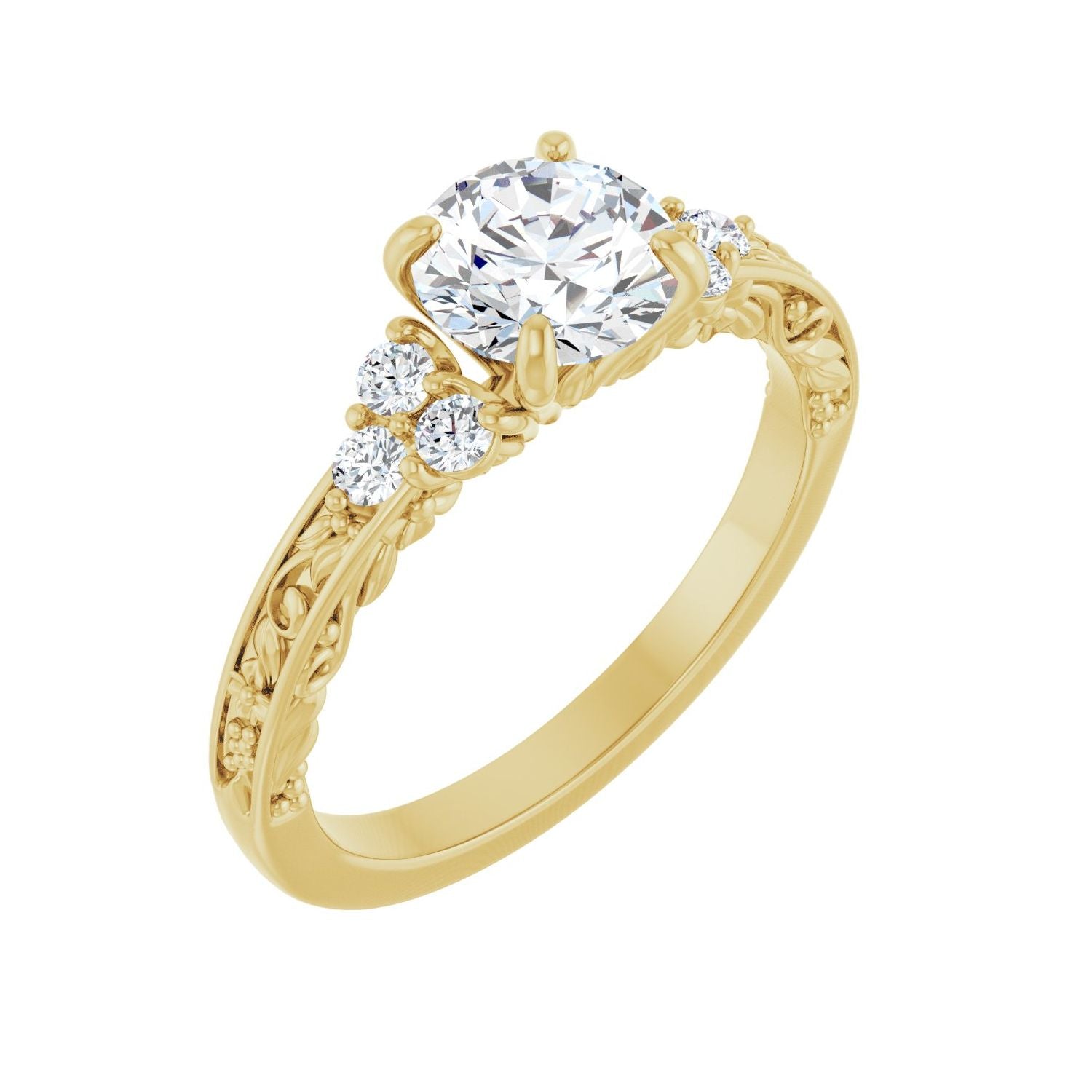 Mahina — Round center, yellow gold