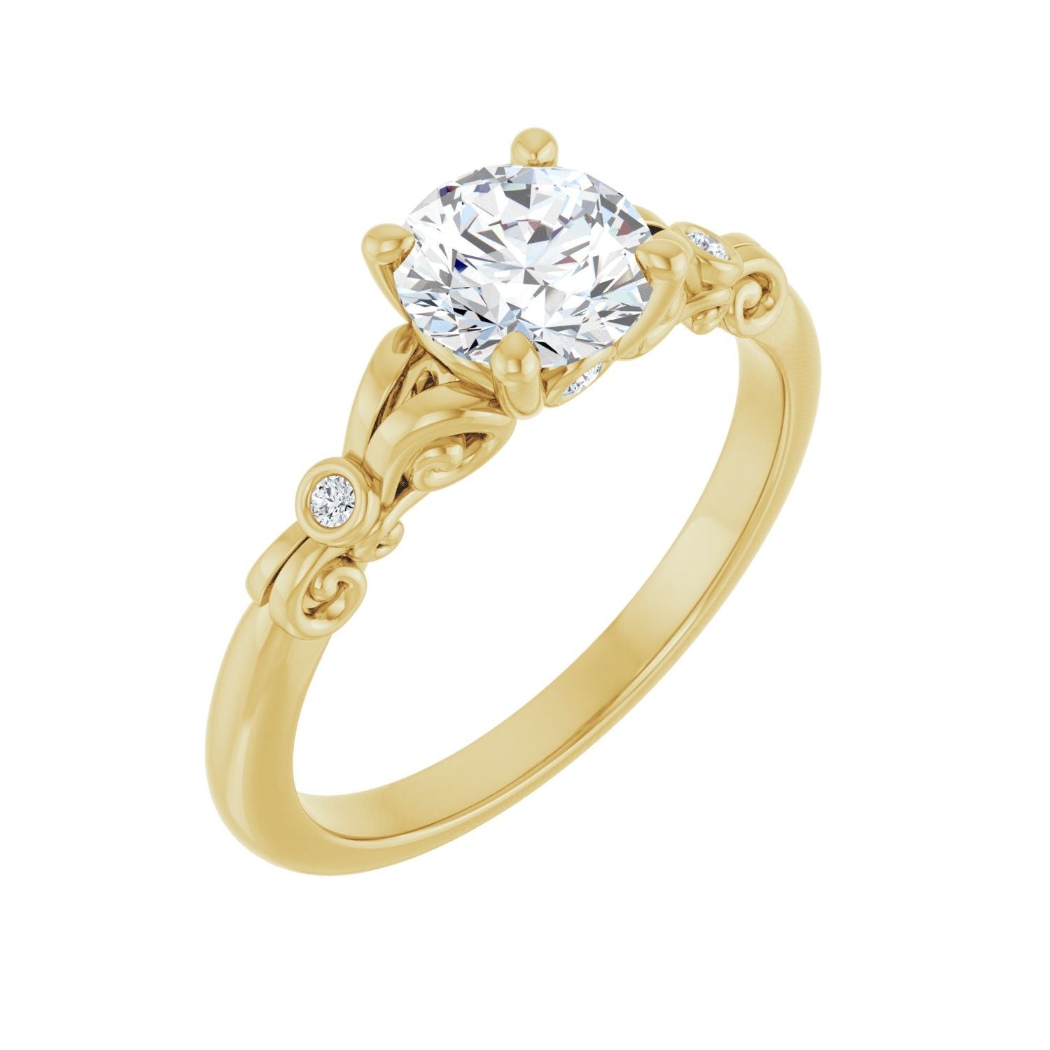 Lokelani — Round center, yellow gold