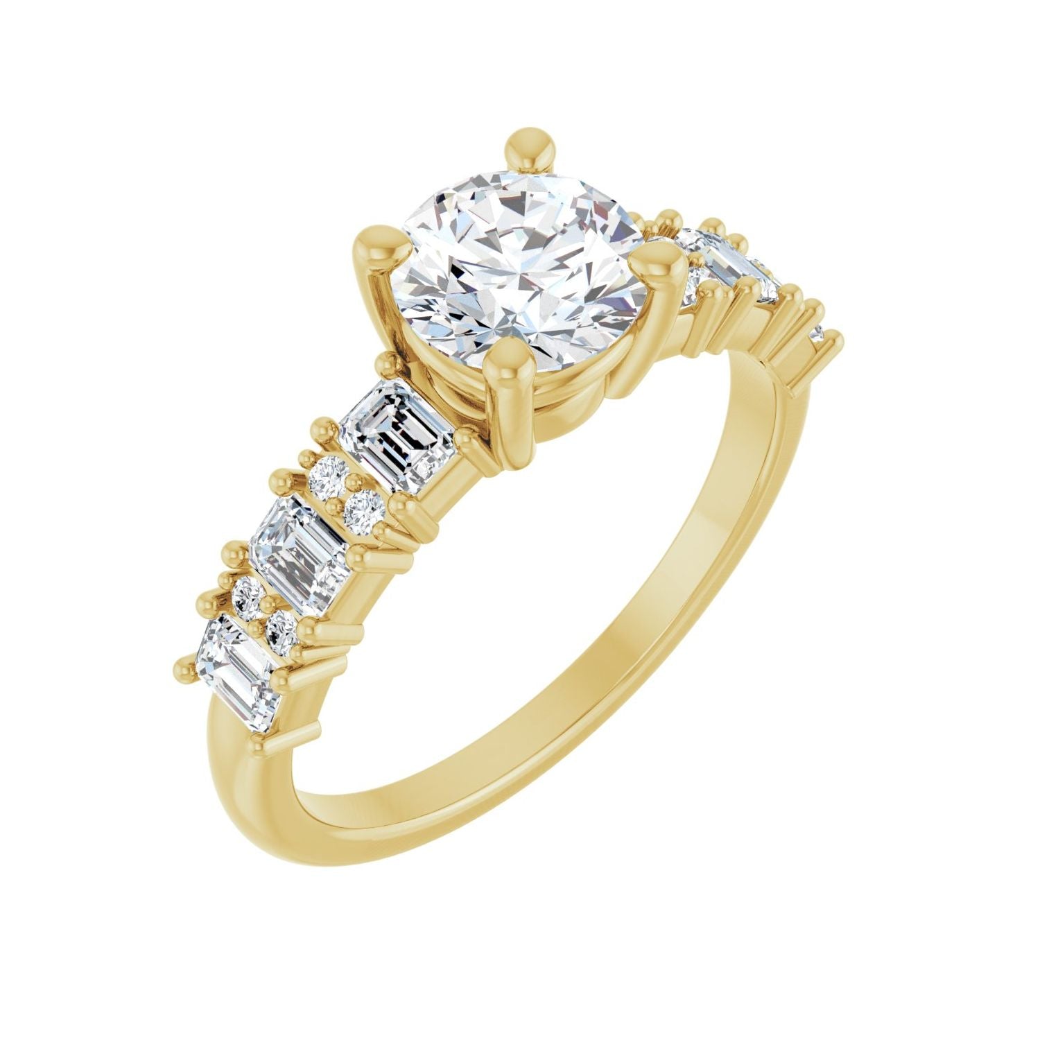 Kamaria — Round center, yellow gold