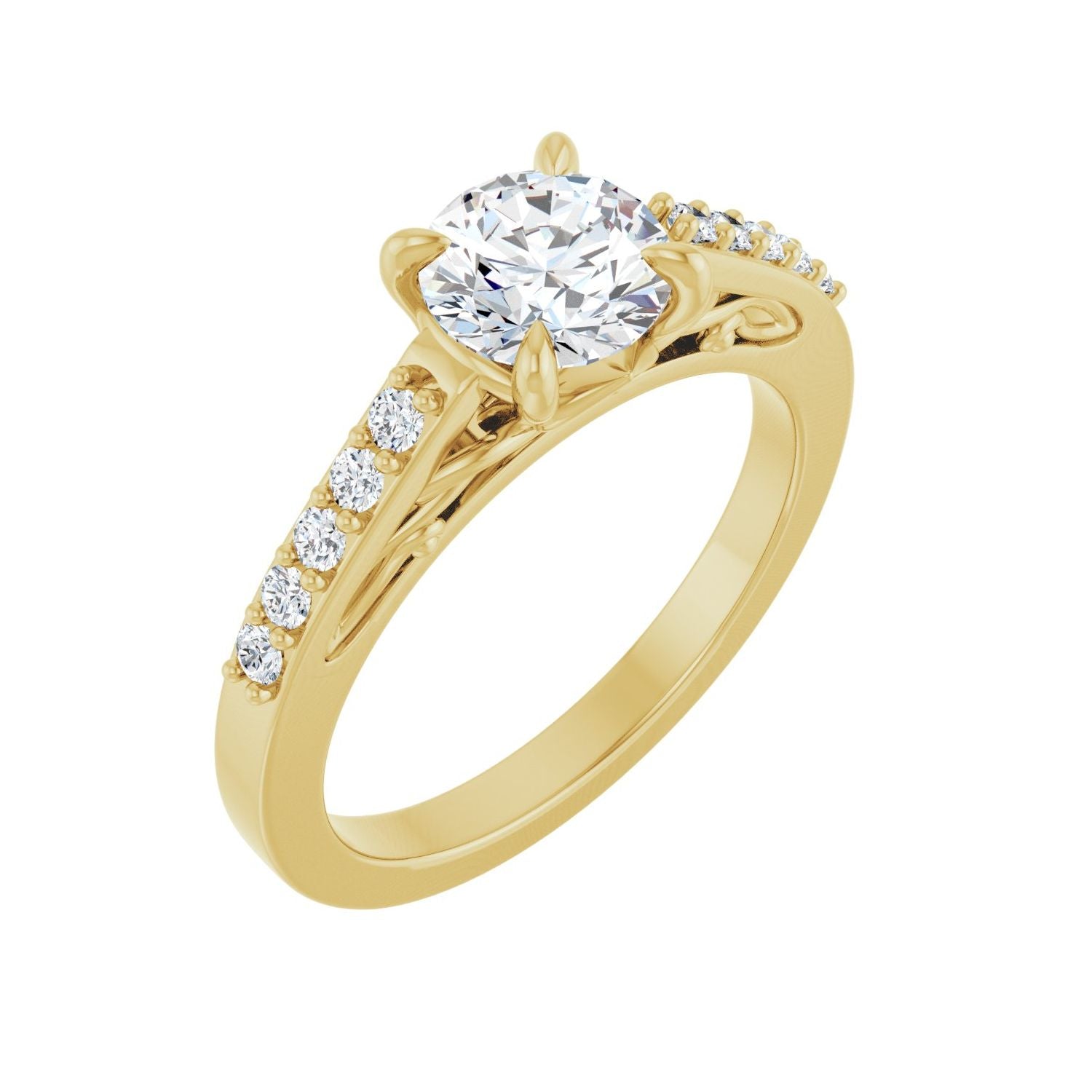 Zuri — Round center, yellow gold