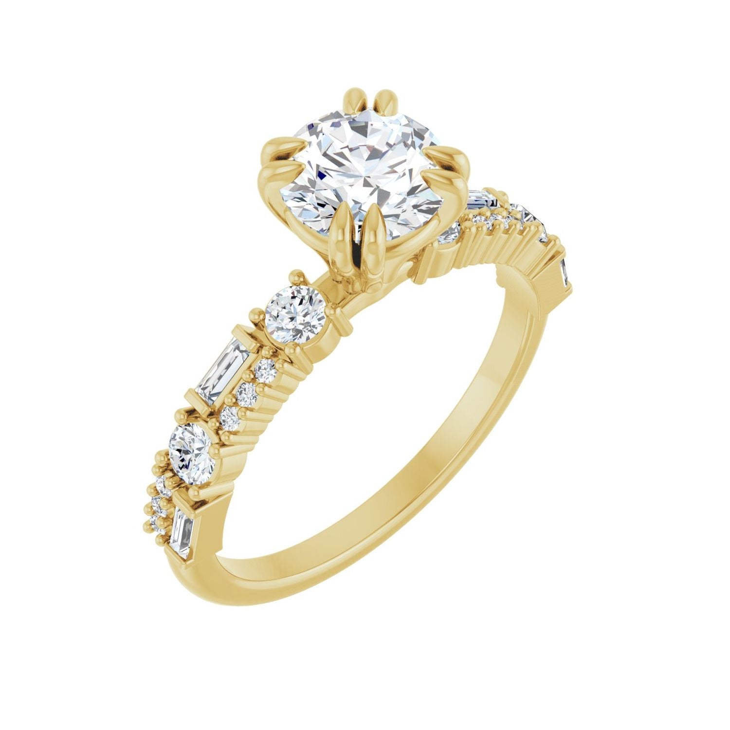 Riya — Round center, yellow gold