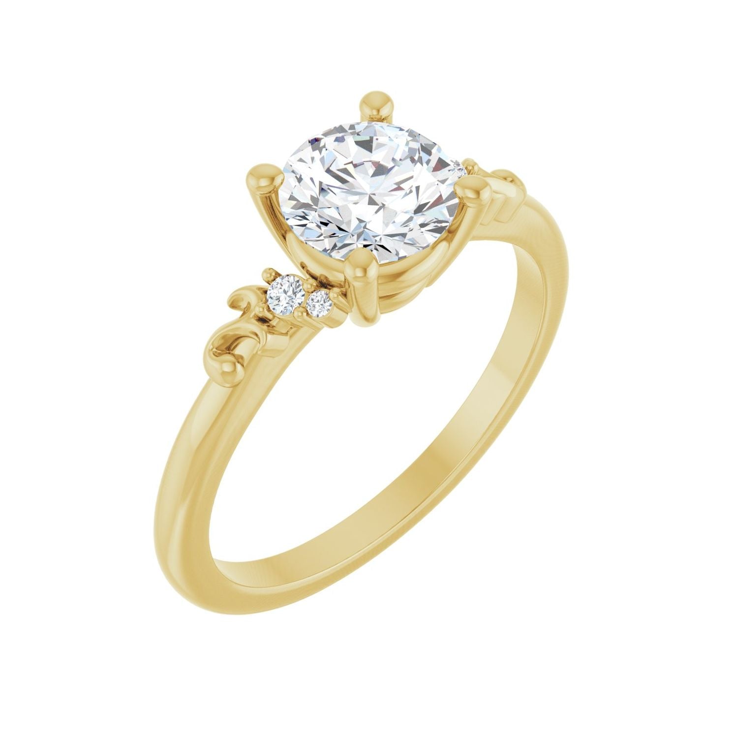 Zephyra — Round center, yellow gold
