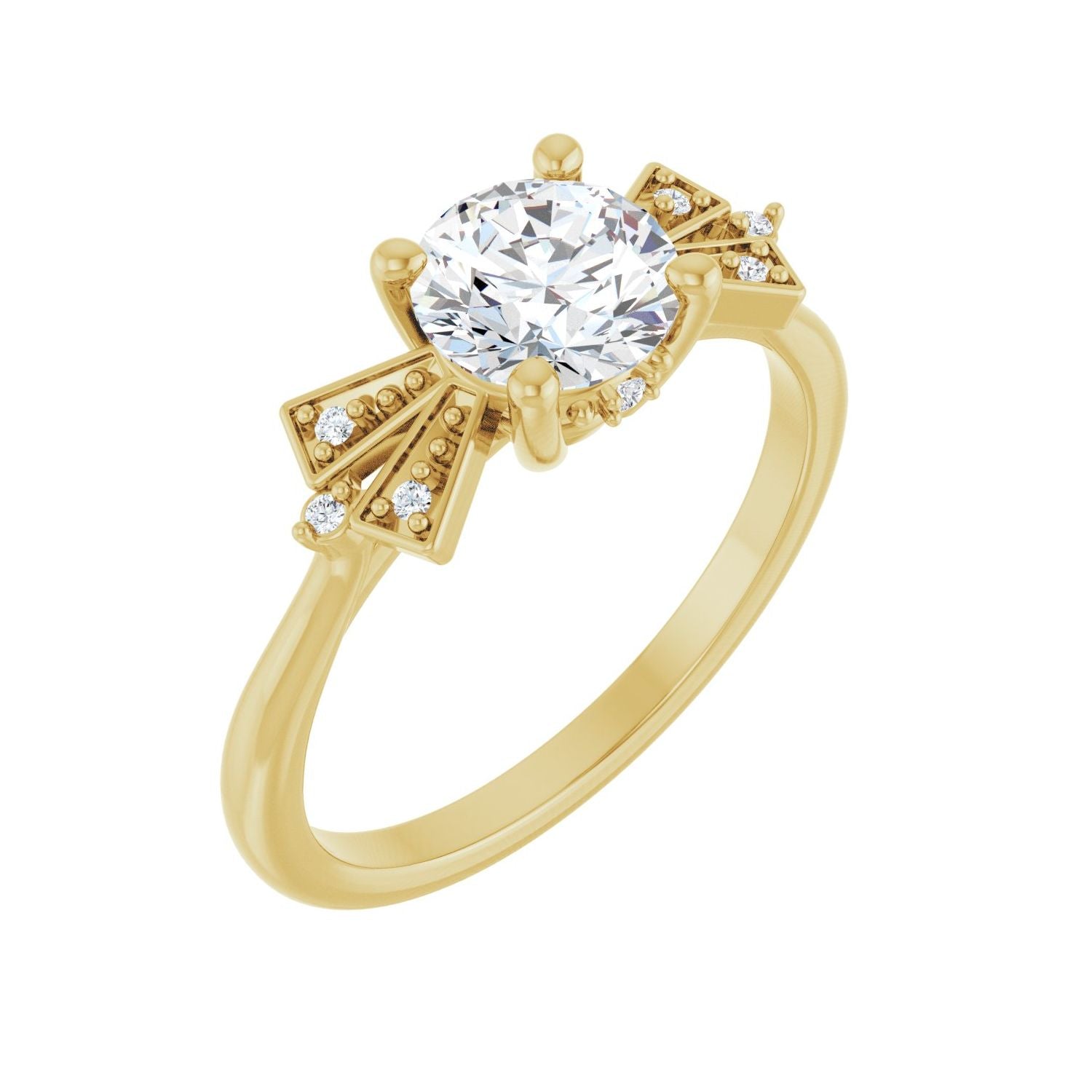 Fernlea — Round center, yellow gold