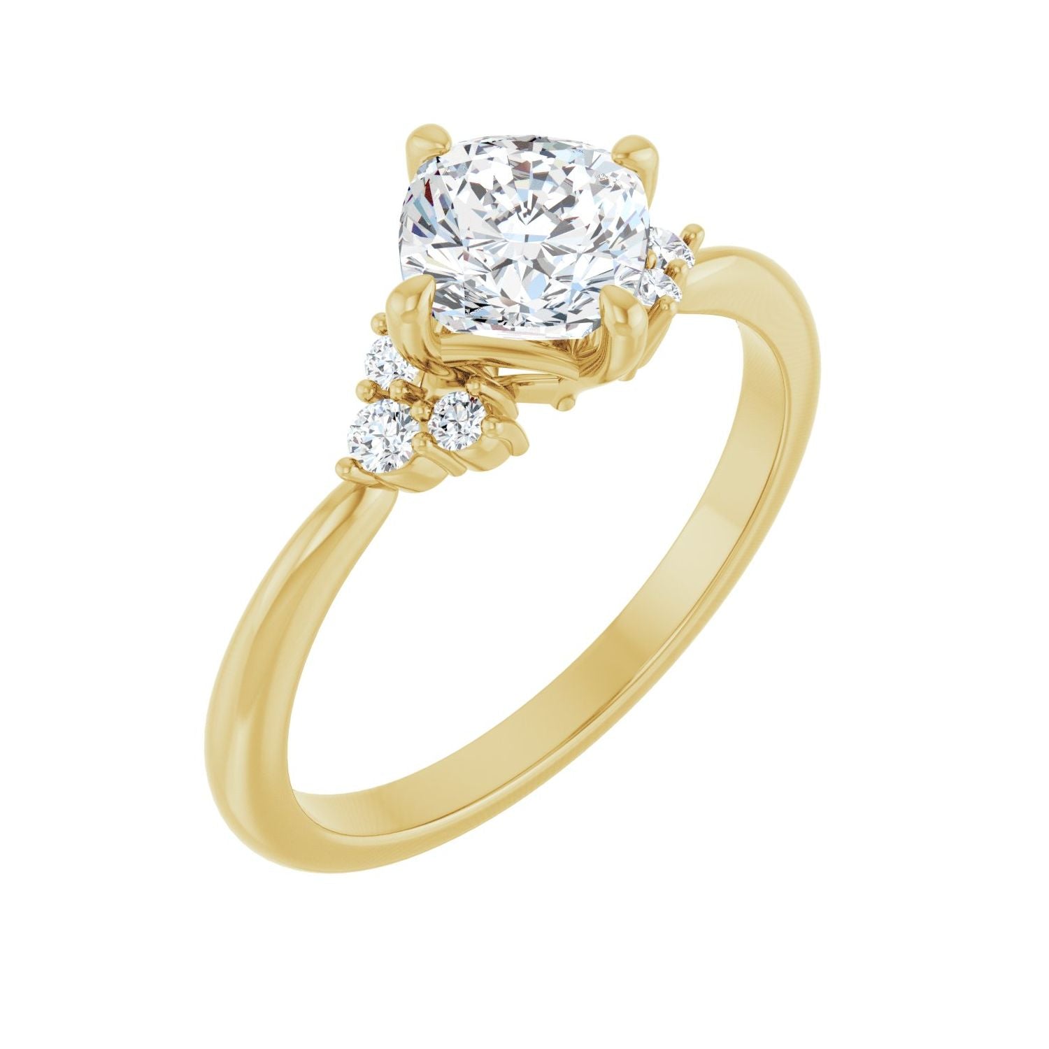 Emberlyn — Cushion center, yellow gold