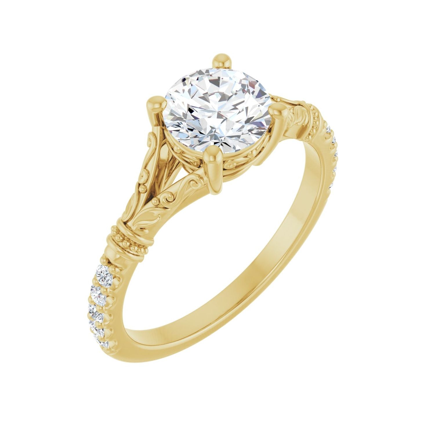 Evalina — Round center, yellow gold