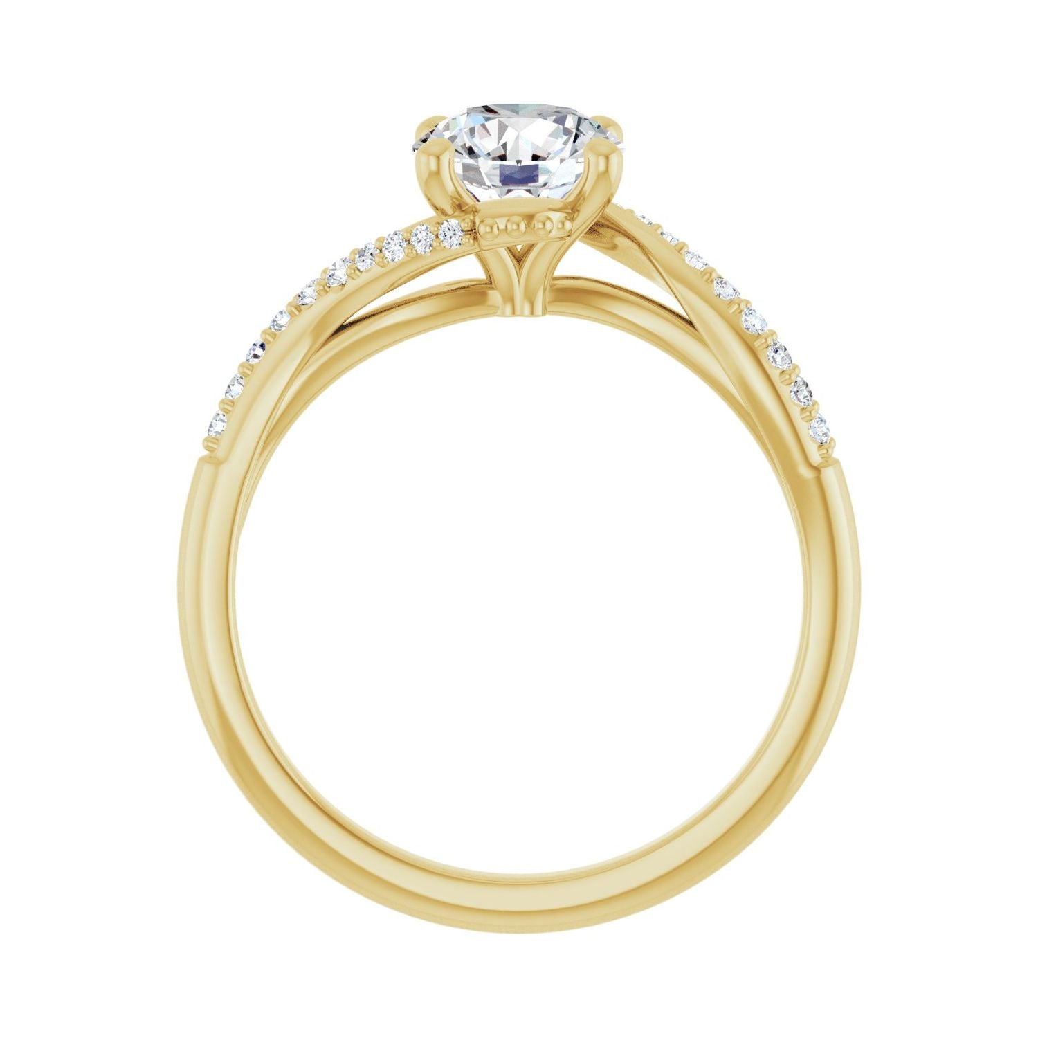 Evaleen — Round center, yellow gold