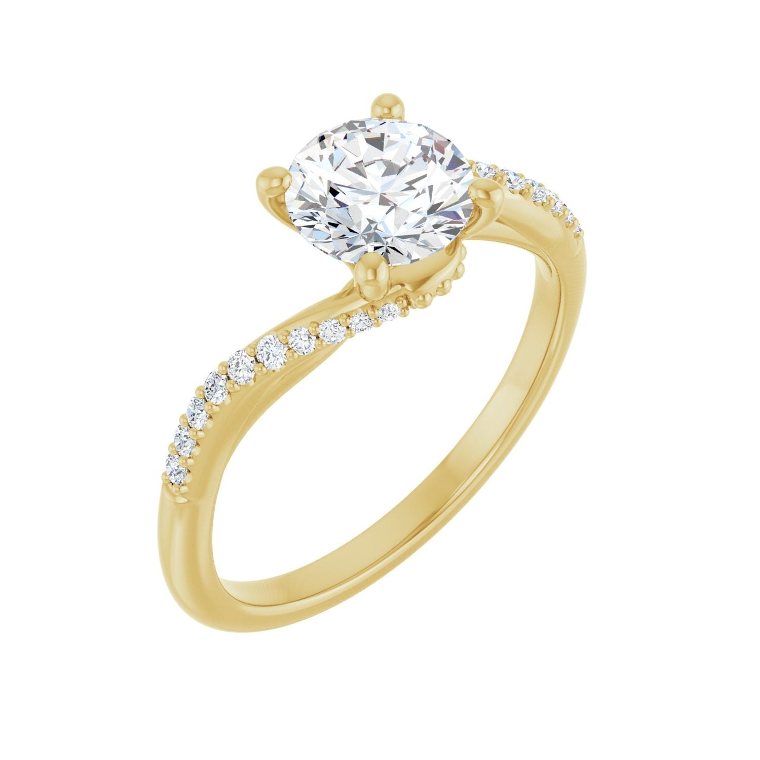 Evaleen — Round center, yellow gold