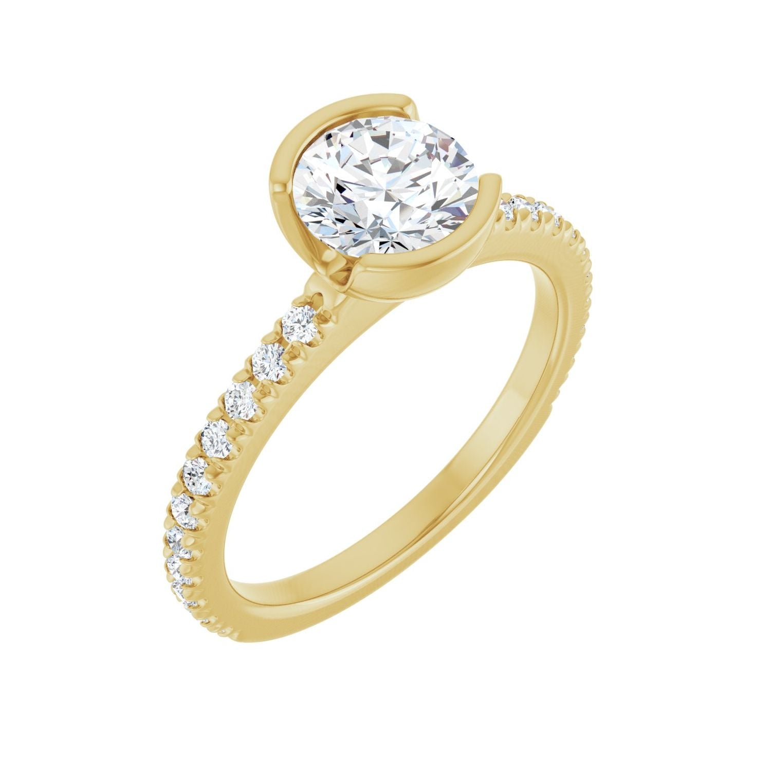 Evienne — Round center, yellow gold