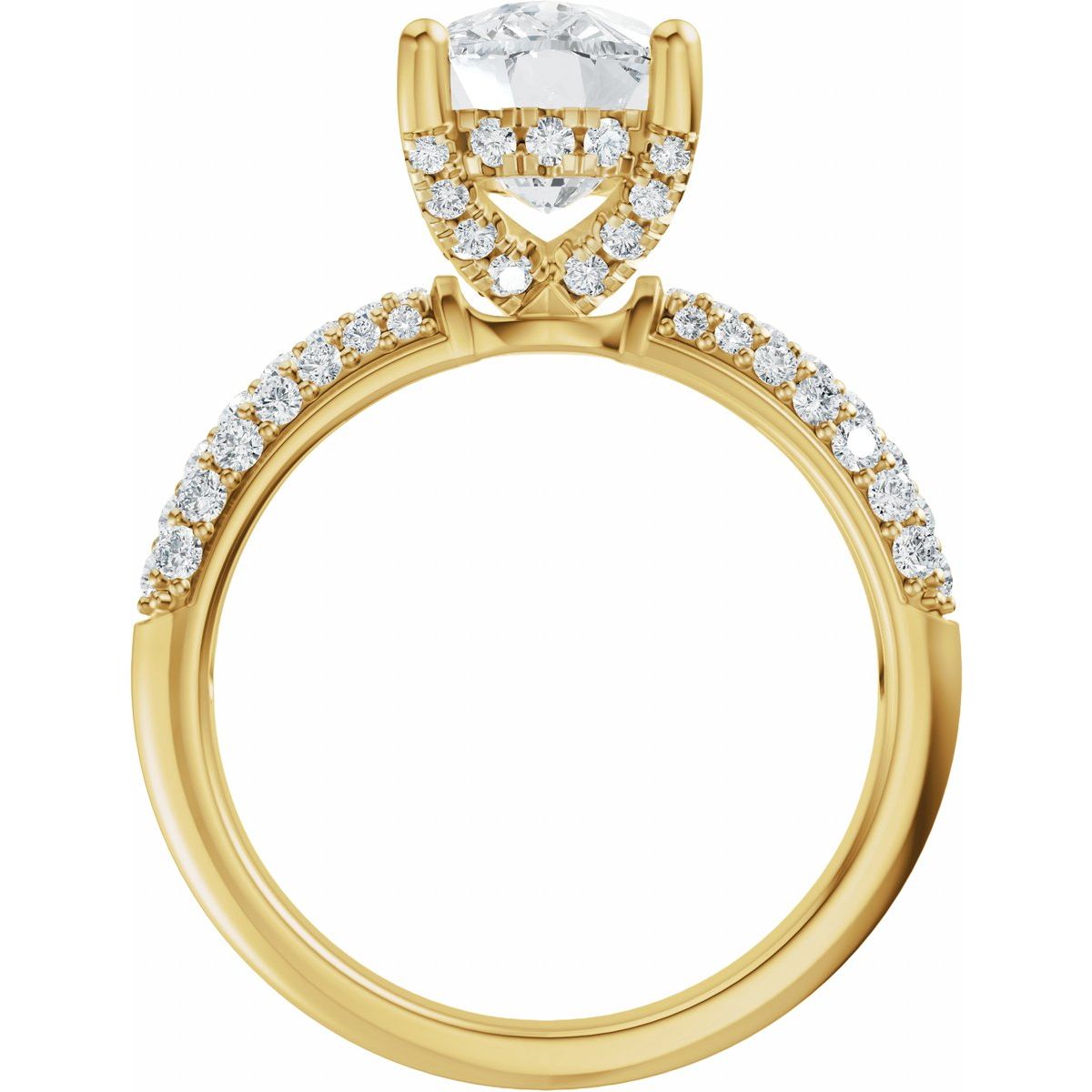 Vivienne — Elongated Cushion center, yellow gold