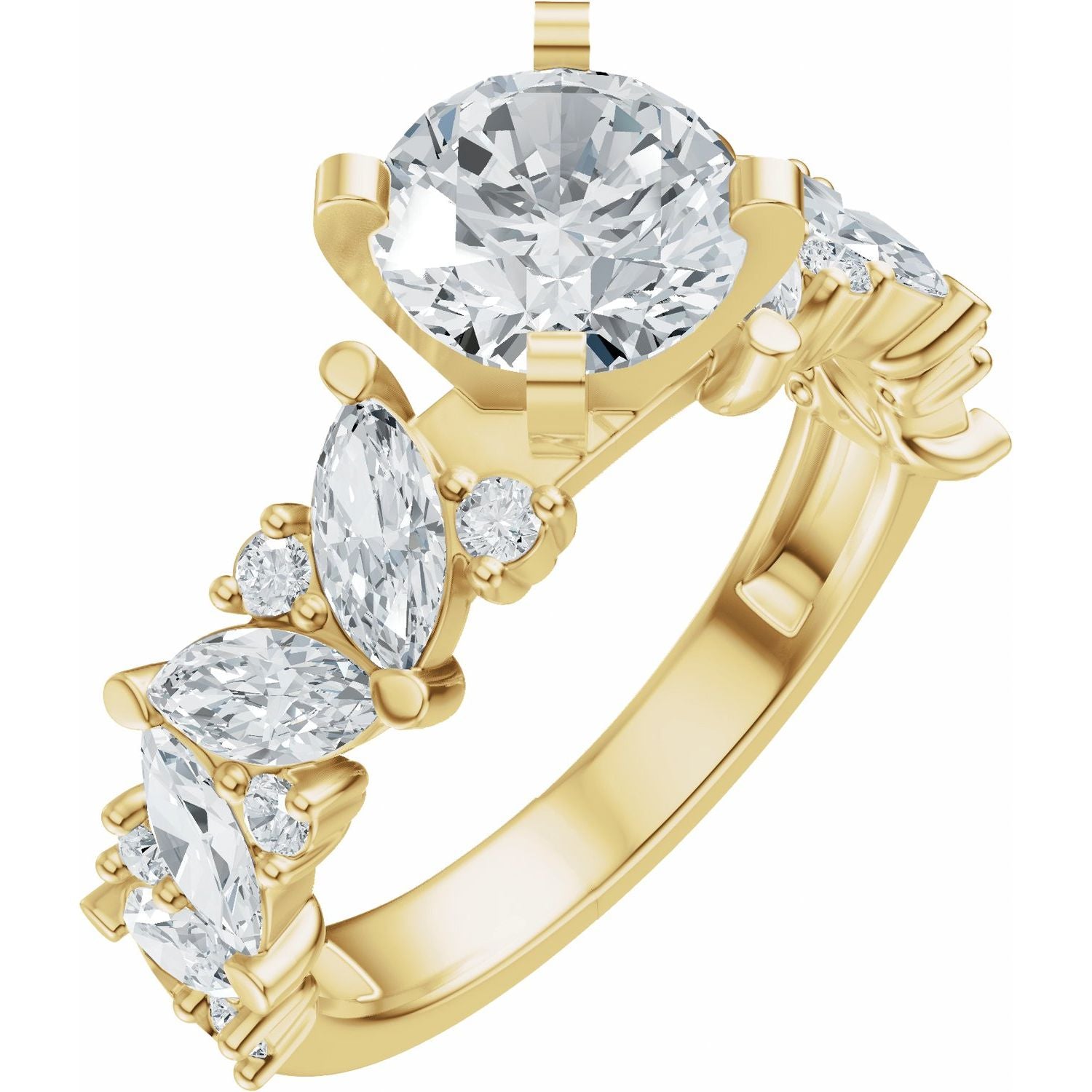 Odette — Round center, yellow gold