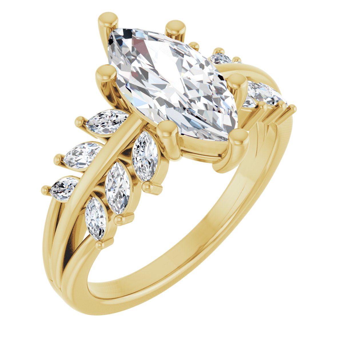 Margot — Marquise center, yellow gold