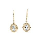 Aquamarine and Natural Diamond Dangle Earrings