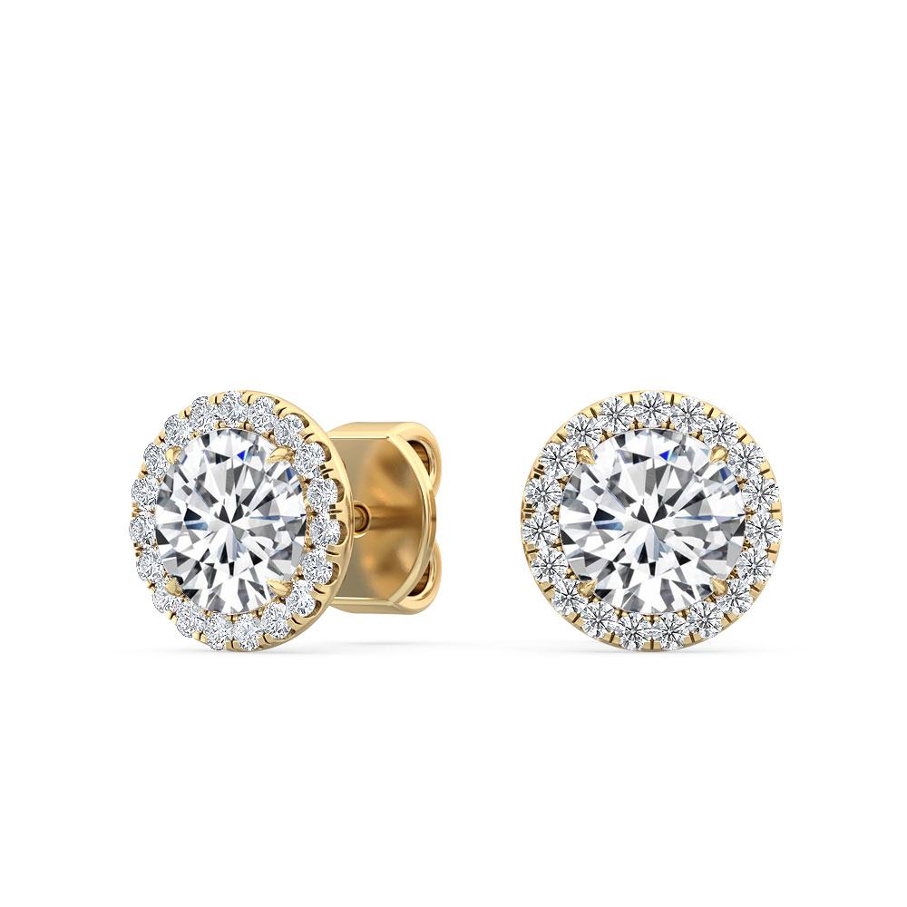 Round Halo Diamond Earring Studs Lab-Grown