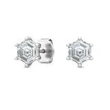 Hexagon Cut Diamond Solitaire Earrings Lab-Grown