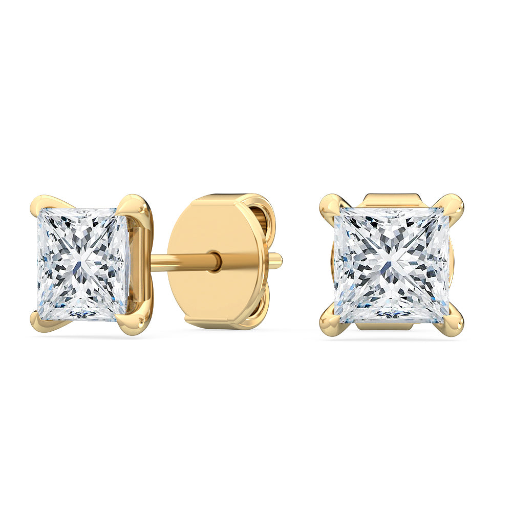 Princess Cut Diamond Solitaire Earrings Lab-Grown