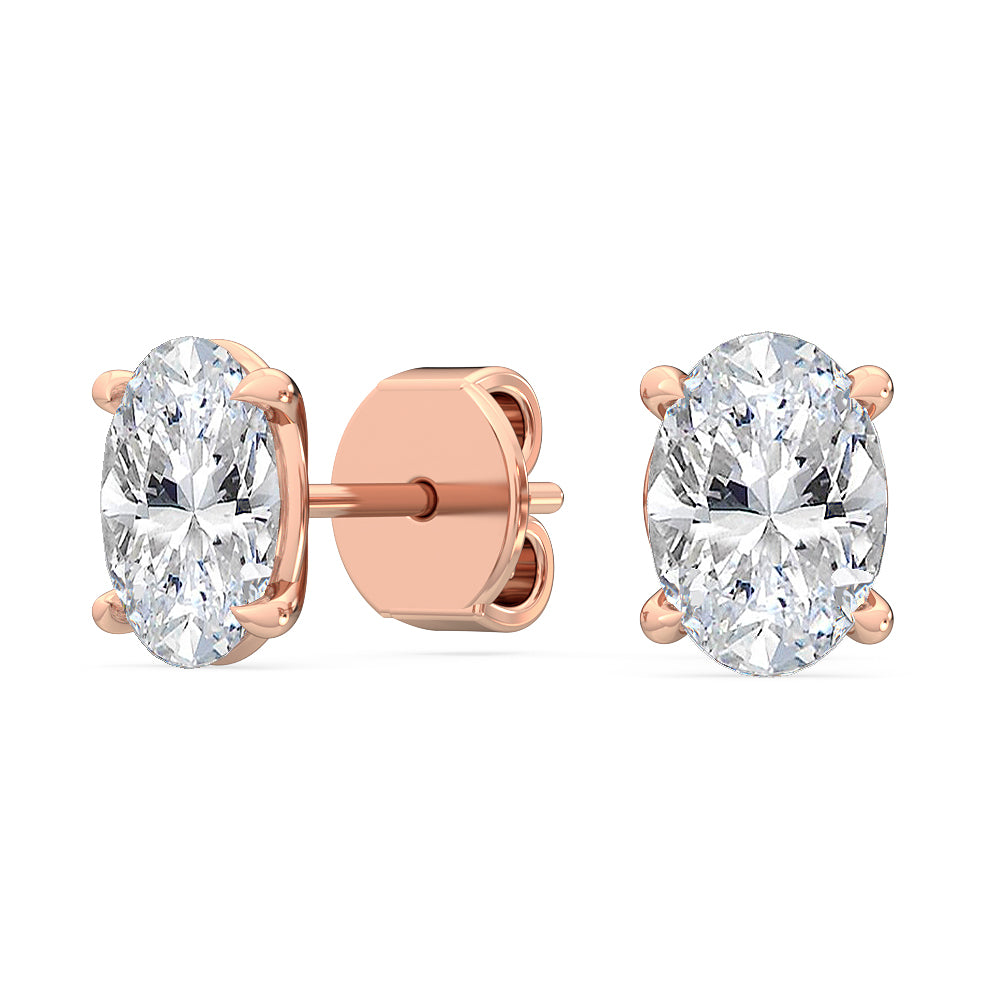 Oval Cut Diamond Solitaire Earrings Lab-Grown