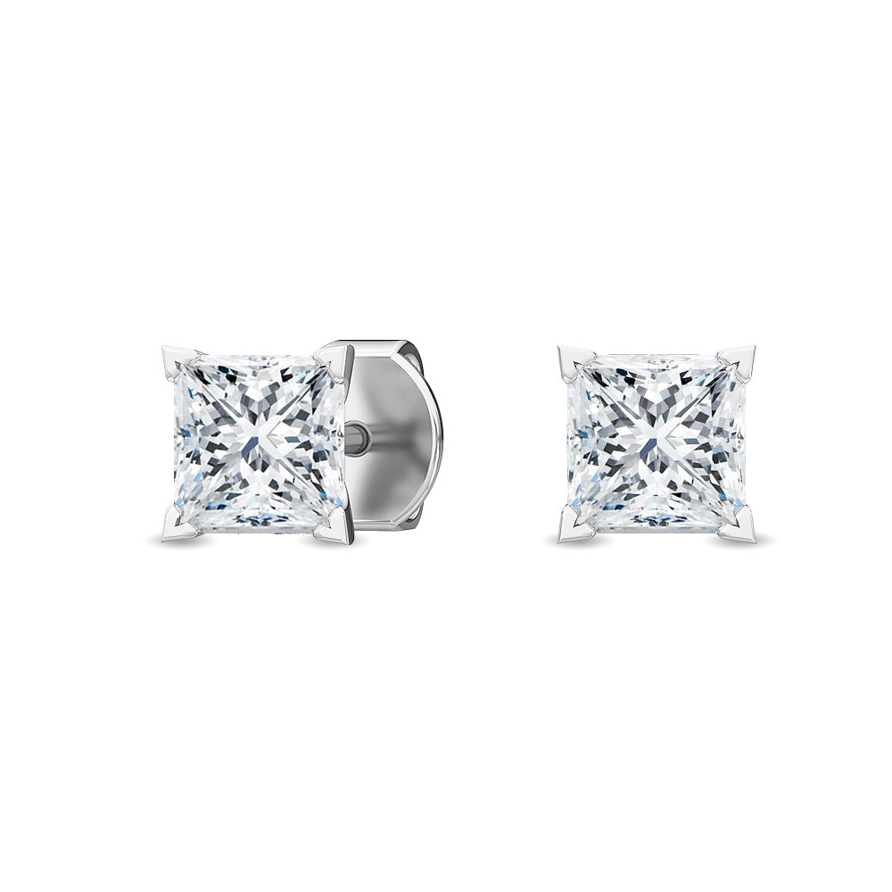 Princess Cut Diamond Solitaire Earrings Lab-Grown