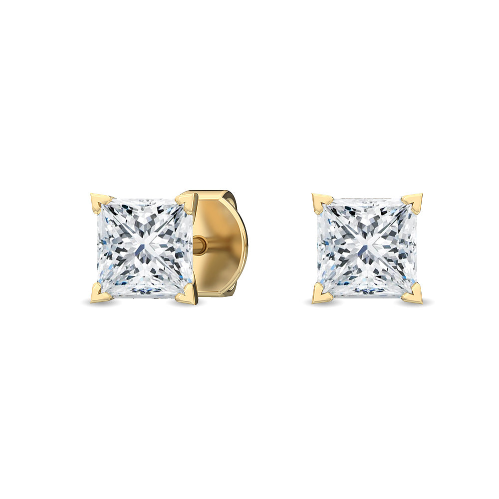 Princess Cut Diamond Solitaire Earrings Lab-Grown