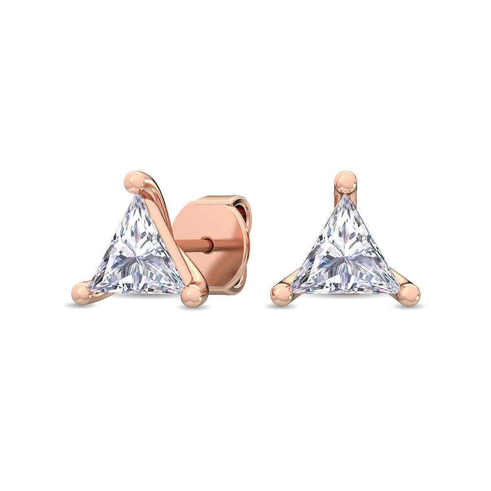Triangle Cut Diamond Solitaire Earrings Lab-Grown