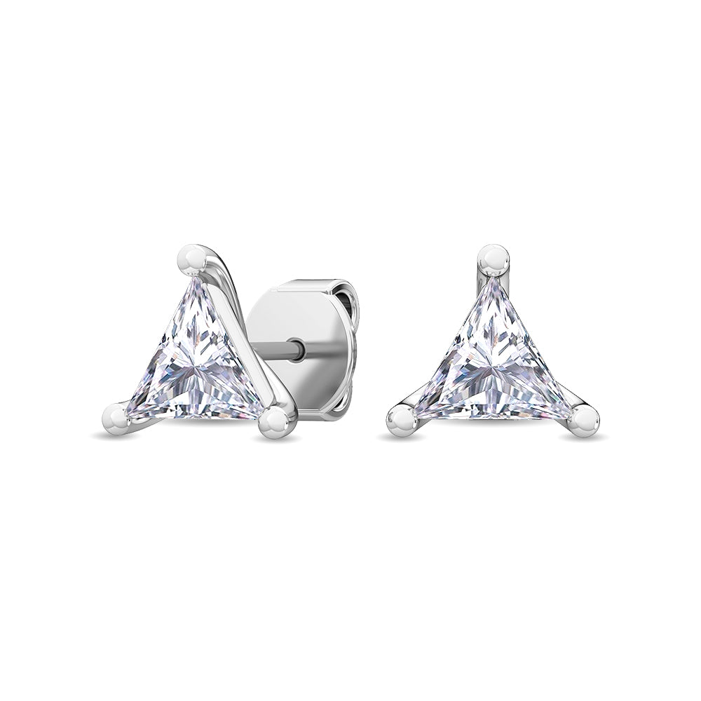 Triangle Cut Diamond Solitaire Earrings