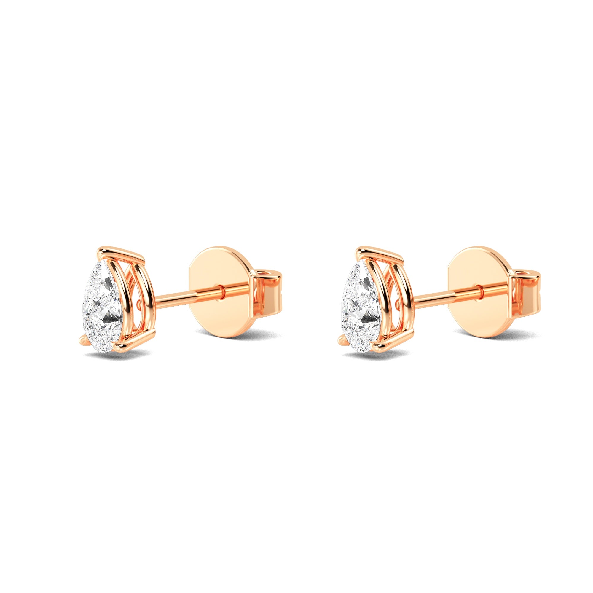 Pear Shape Cut Diamond Solitaire Earrings Lab-Grown