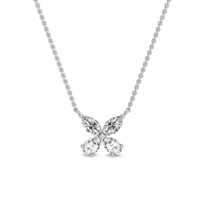 Pear and Marquise Diamond Pendant with Chain