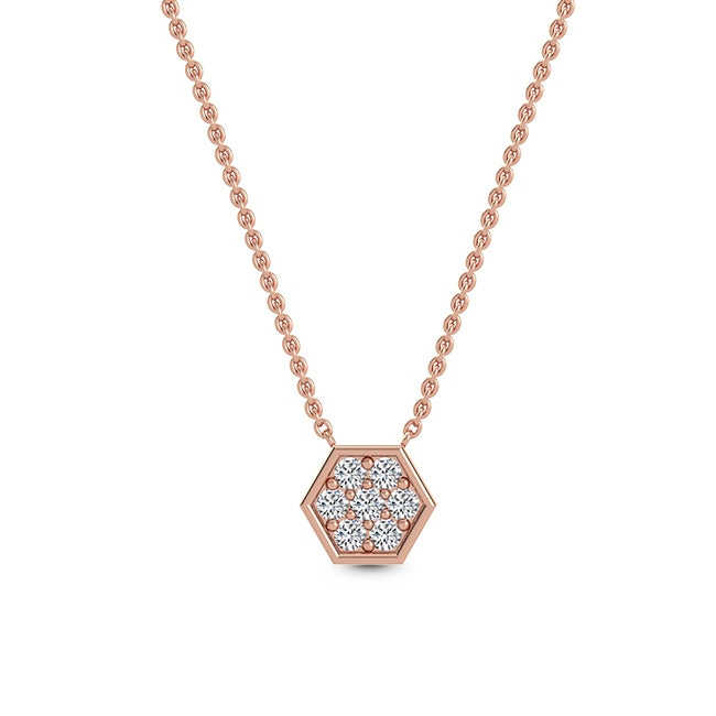 Hexagon Diamond Pendant with Chain