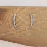 Sterling Silver and Diamond Curved Bar Earrings