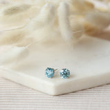 Round Blue Diamond Solitaire Earrings (4.13 carat tw)
