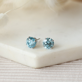 Round Blue Diamond Solitaire Earrings (4.13 carat tw)