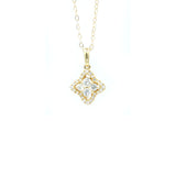 Yellow Gold and Diamond Pendant With Chain