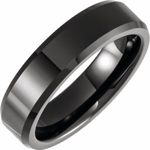 Black Ceramic Beveled-Edge Comfort-Fit Band