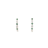 Emerald and Diamond Bezel Set Hoop Style Earrings
